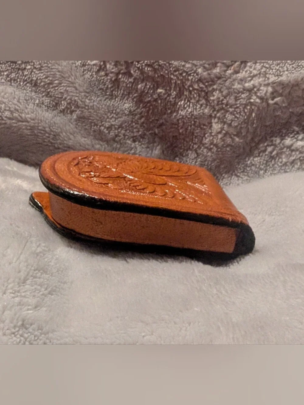 Vintage Brown Leather Mexican Wallet Coin Pouch with Embossed Eagle 3 Inches